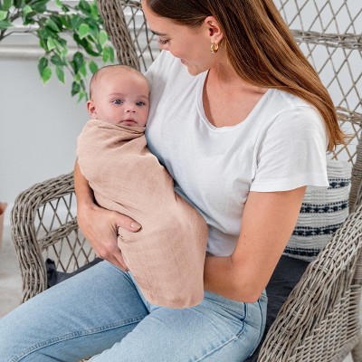 Blush Muslin Cotton Baby Swaddle Blanket, 47 x 47 Inches