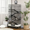 SKYONE 32" White Small Animal Cage with 4 Lockable Wheels, Slide-out Tray, Platforms & Ramps - - 4 of 4