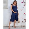Womens Maternity Sweetheart Neckline Flutter Sleeve Ruffle Hem Maxi Dress - 3 of 4
