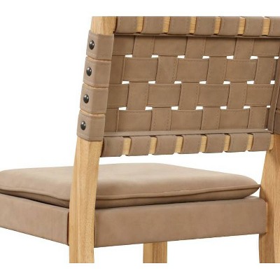 Cohen 24" Brown Faux Leather and Wood Bar Stools, Set of 2