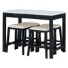 NicBex Dining Table Set for 2 Morden Counter Height Table with Faux Marble Tabletop, 4 Padded Stools and 2 Drawers for Kitchen - 4 of 4