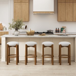 Christopher Knight Home Buchanan Modern Rubberwood Upholstered Barstools (Set of 4) - 1 of 4