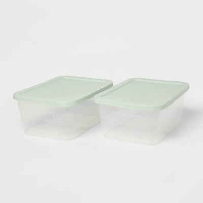 2pk 16qt Clear Storage Boxes Green - Room Essentials™