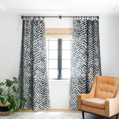 Ninola Design Japandi Texture Marks Single Panel Blackout Window Curtain - Deny Designs