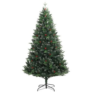 vidaXL Artificial Hinged Christmas Tree Green PVC, PE, metal Medium - 1 of 4
