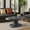 Royal Hampton End Table, 30 Inch Asymmetric Stacked Pebble Base, High Gloss Gray - 2 of 4
