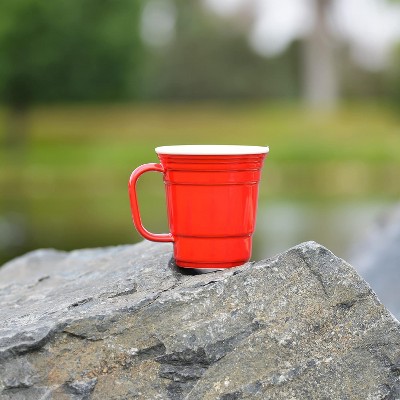 Red Ceramic 12 Oz Reusable Coffee Mug with Handle