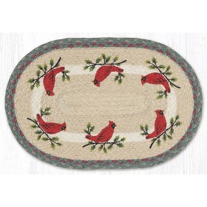 Earth Rugs Festive Cardinal Oval Placemat 13"x19" Farmhouse Holiday Tabletop - 1 of 3