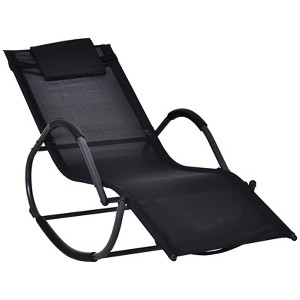 Outsunny Outdoor Rocking Chair, Chaise Lounge Pool Chair for Sun Tanning, Sunbathing Rocker, Armrests & Pillow for Patio, Lawn, Beach, Large - 1 of 4