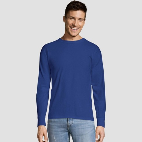 Hanes Men's Long Sleeve 4pk Comfort Soft Crewneck T-shirt - Deep Blue L ...