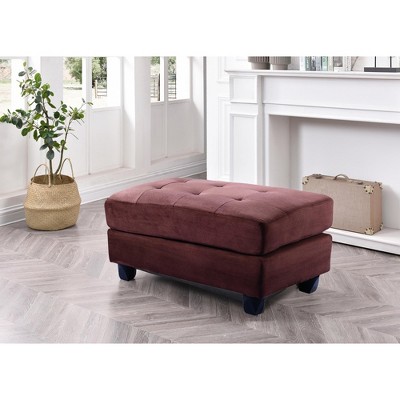 Malone Chocolate Tufted Ottoman with Wood Frame