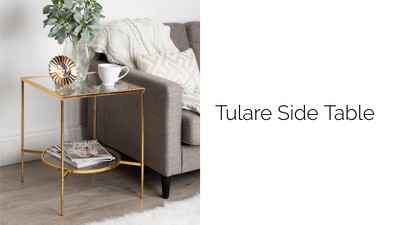 Tulare Gold Metal and Glass Square Side Table