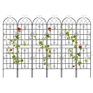 Tangkula Metal Garden Trellis for Climbing Plants 2/4/6 Pack Fence Trellis Panels 87” Tall Retro Style Cucumber Trellis - 1 of 4
