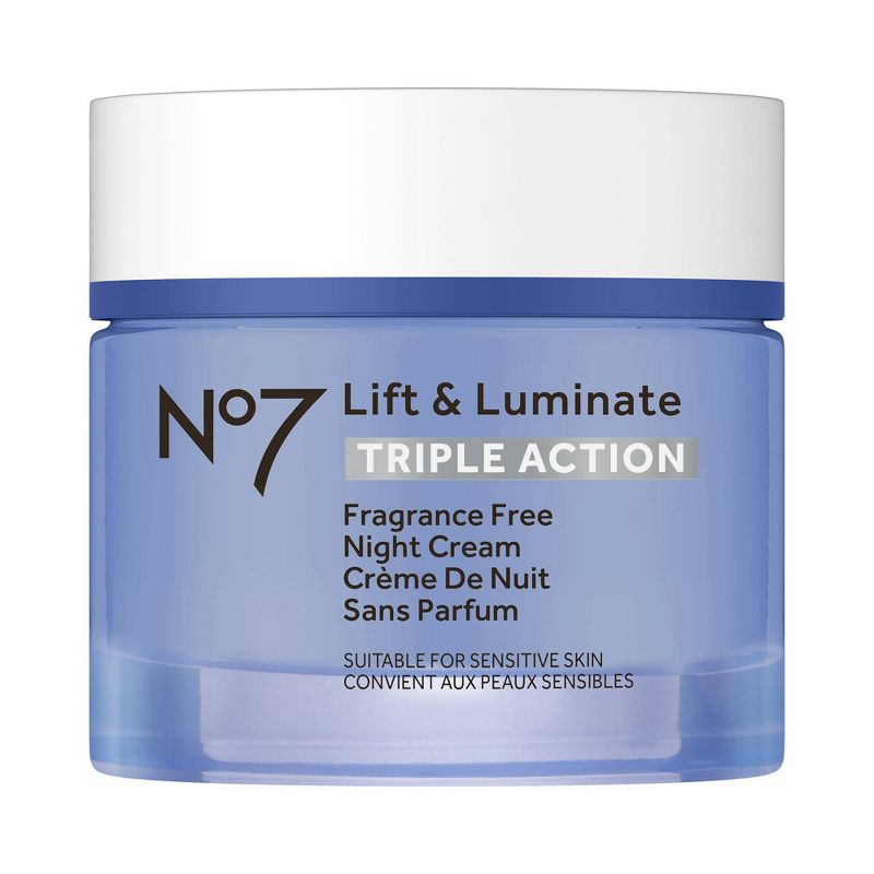 No7 Lift &#38; Luminate Triple Action Fragrance Free Night Cream - 1.69 fl oz, 1 of 11