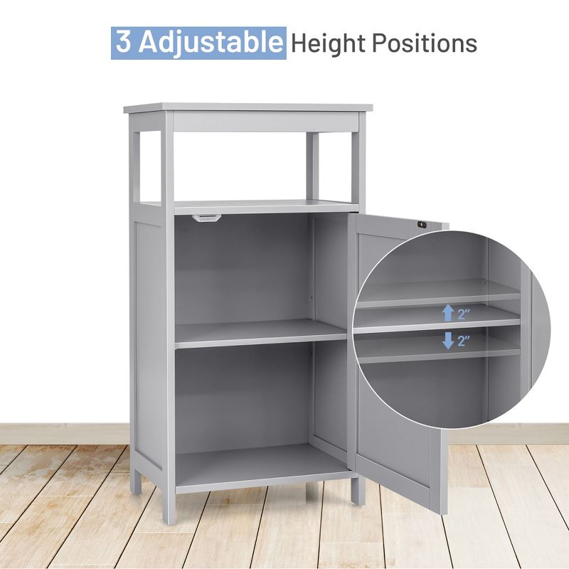 Bathroom Wooden Floor Cabinet Multifunction Storage Rack Organizer Stand Grey/White, 5 of 11
