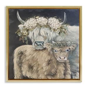 Stupell Industries Highland Cattle with Flower Garlands, 18" x 18" - 1 of 4