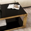 KTMBDW Glass Coffee Table, Large 2-Tier Accent Furniture for Living Room, Bedroom w/Metal Frame, Tempered Glass Shelves-Black & Gold - 3 of 4