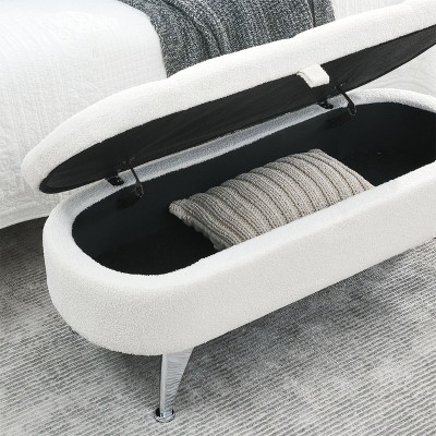 TROPOW  3.8ft Storage Ottoman Bench, Upholstered End of Bed Ottoman Bench with Storage Seating, for Foot in Bedroom, Living