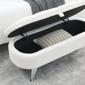 TROPOW  3.8ft Storage Ottoman Bench, Upholstered End of Bed Ottoman Bench with Storage Seating, for Foot in Bedroom, Living - 1 of 4