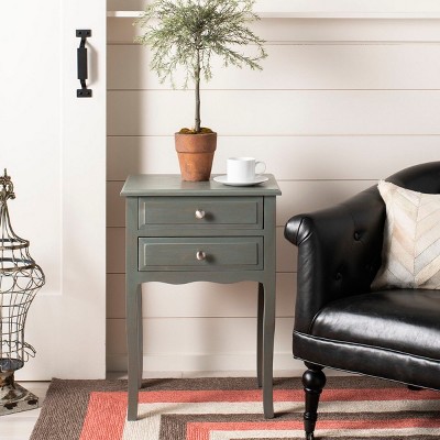 Charming Ash Grey 2-Drawer Transitional Wood End Table