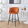 2PCS Velvet Counter Height Bar Stool with Metal Legs and Ergonomic Curved Back for Living Room - 2 of 4