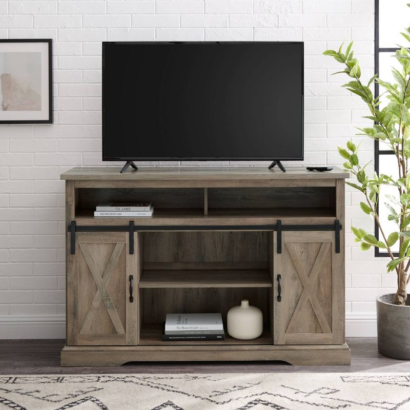 Transitional Sliding Barndoor Highboy TV Stand for TVs up to 58" - Saracina Home, 5 of 17