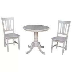 30" San Remo Round Top Pedestal Table with 2 Chairs Dining Sets - International Concepts