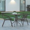 Emma and Oliver 23.5'' Square Glass Top Metal Table with 2 Aluminum Slat Stack Chairs - 2 of 4