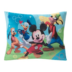 Disney Mickey Mouse Blue, Red, and Green, Donald Duck, Pluto, and Goofy Fun Starts Here Decorative Toddler Pillow - 1 of 4