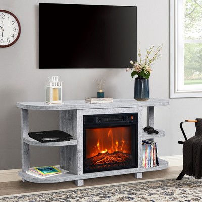 Parrot Uncle 48 in. Light Gray Corner Fireplace TV Stand Media Console Fits TV's up to 55 in.