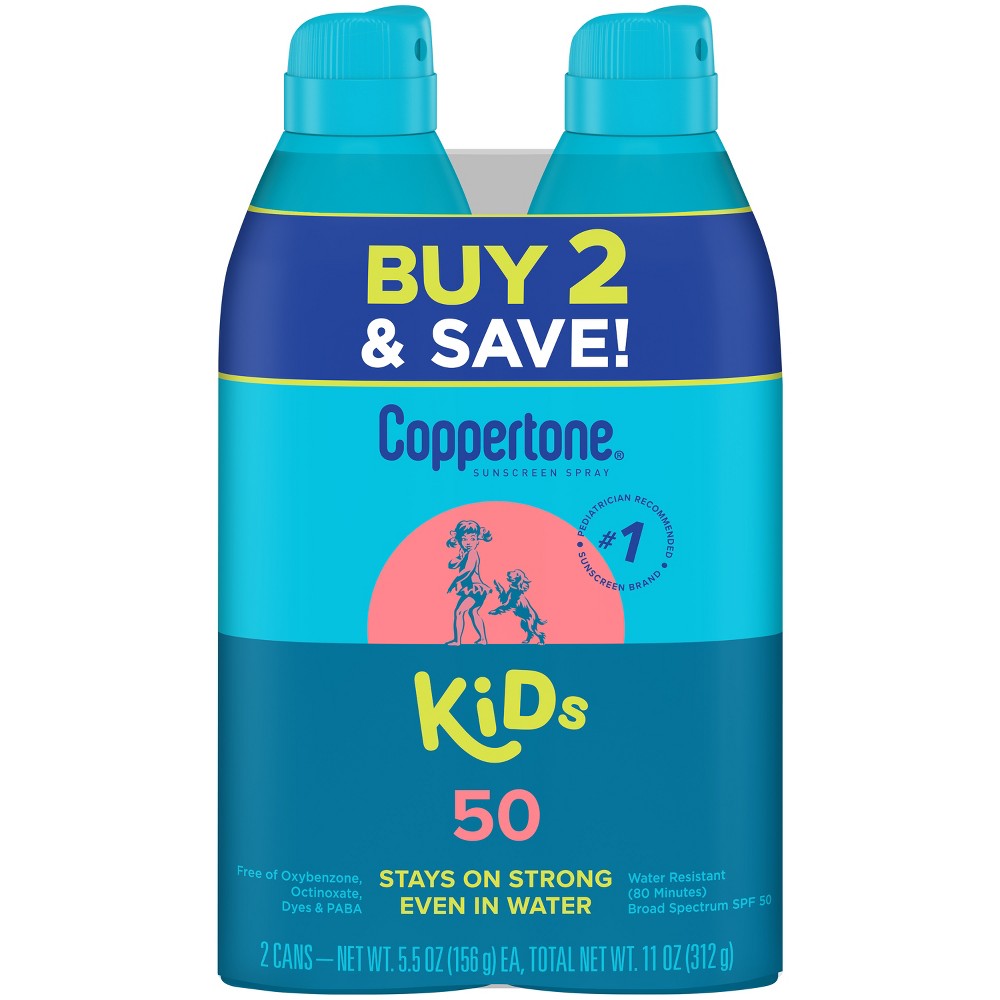 Photos - Cream / Lotion Coppertone Kids Sunscreen Spray - SPF 50 - 11oz - Twin Pack
