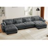 Aukfa Grey Velvet Large Sofa with Bolster Armrests, Waist & Throw Pillows – Modern Couch for Living Room, Bedroom or Office - 3 of 4