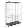 Modern Glass Display Cabinet with Glass Doors & LED Lights, 2-Door Showcase with Tempered Glass Shelves for Living Room-Cuddlewood - 4 of 4