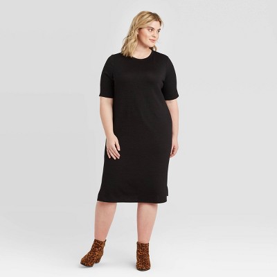 plus size black knit dress