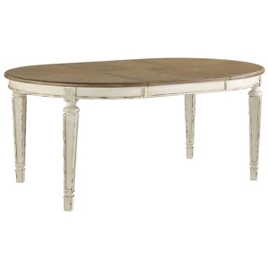 Realyn Oval Extendable Dining Table Chipped - Signature Design by Ashley: Two-Tone Farmhouse Style, Seats 6, Removable Leaf - 1 of 4