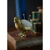 Slickblue Pewter Bird Pin Holder, Golden Finish, Open Back Design, Decorative Desk Accessory, 3"x2.75" - 2 of 3