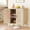 COZONY Small Rattan Storage Cabinet, Boho Sideboard Buffet w/ 2 Doors, Adjustable Shelf, Wood Credenza for Entryway, Living Room, Oak - 4 of 4
