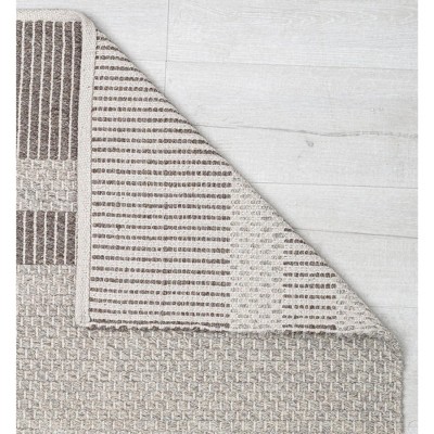 Gray and Taupe Handwoven Wool Cotton Stripe Area Rug 5' x 7'