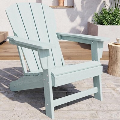 Modern HDPE Plastic Adirondack Chair - Oversize 380LB Poly Lumber Weather Resistant Firepit Chair - Outdoor Patio Chairs Light Blue
