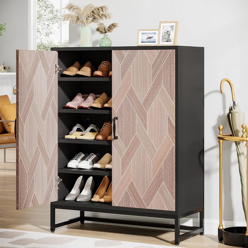 Tribesigns 5-tier Shoe Cabinet with Doors,  Freestanding Shoe Organizer with Removable Shelves for 16-20 Pairs for Entryway, Hallway, Closet, 5 of 9