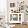 Jojoka 36 Vintage-Style Buffet Cabinet with Adjustable Shelves – Sideboard with Fluted Glass Doors and Gold Handles,Natural Top - 4 of 4
