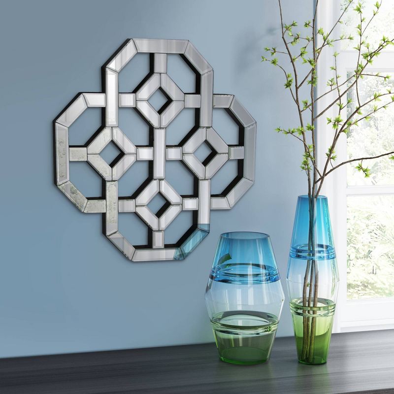 Howard Elliott 20&#34;x20&#34; Wall Mirror with Intersecting Mirrored Lines Design, 2 of 6