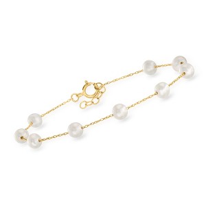 Ross-Simons 4-5mm Cultured Pearl Station Bracelet in 10kt Yellow Gold - 1 of 3