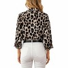 Anna-Kaci Women's Leopard Print Button-Up Long Sleeve Shirt with Collared Neckline - 3 of 4