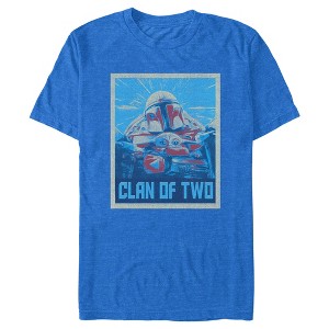 Men's Star Wars: The Mandalorian Clan of Two Blue and Red Distressed Poster T-Shirt - 1 of 4