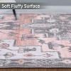 Washable Thin Floral Rug, Red Low Pile Non-Slip Indoor Carpet, Light Stain-Resistant Floor Mat for Living Room Bedroom Kitchen Entryway - 4 of 4