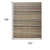 Tan Blue and Orange Striped Hand Knotted Area Rug - 3 of 4