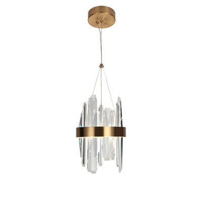 LNC Tadonipkeseismo 2-Lights 8" Modern Luxury Integrated LED Drum Chandelier,Polished Gold and Crystal, 8in/23.6in