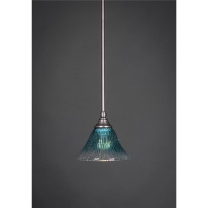 Toltec Lighting Any 1 - Light Pendant in  Brushed Nickel with 7" Teal Crystal Shade - 1 of 1