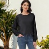 Anna-Kaci Women's Casual Sequin Ballon Long Sleeve Blouse Loose Round Neck Matching Top Party - 3 of 4